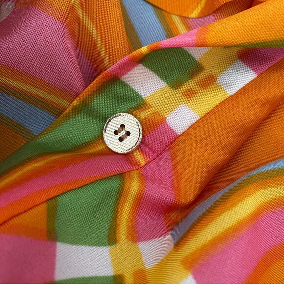 Tanner of North Caroline 60s 70s Retro Mod Maxi Dress Orange Green Button Down - Picture 6 of 8
